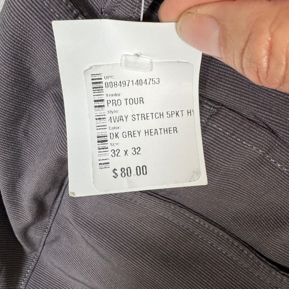 NWT Pro Tour 32x32 Men 4 Way Stretch 5 Pocket Hybrid Dark Grey Golf Pants Casual - Picture 5 of 9